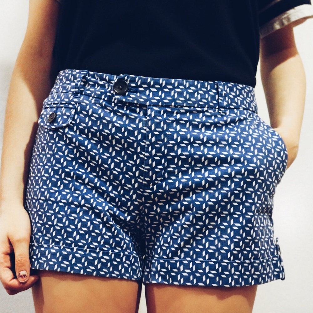 Blue Structured Shorts